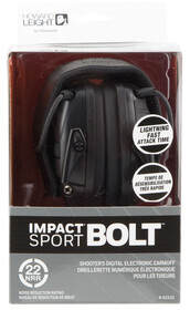 Howard Leight Impact sport Bolt 22 dB NRR electronic over ear hearing protection. Black finish.